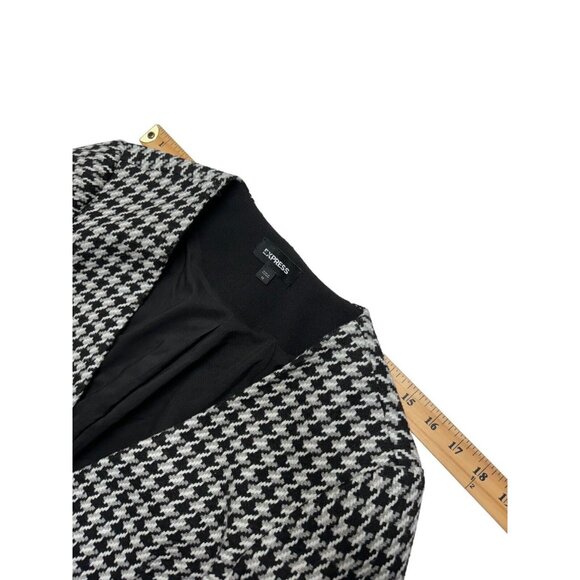 Express Houndstooth Wool Blend Blazer Jacket Black White Academia Womens 12 - Picture 8 of 14